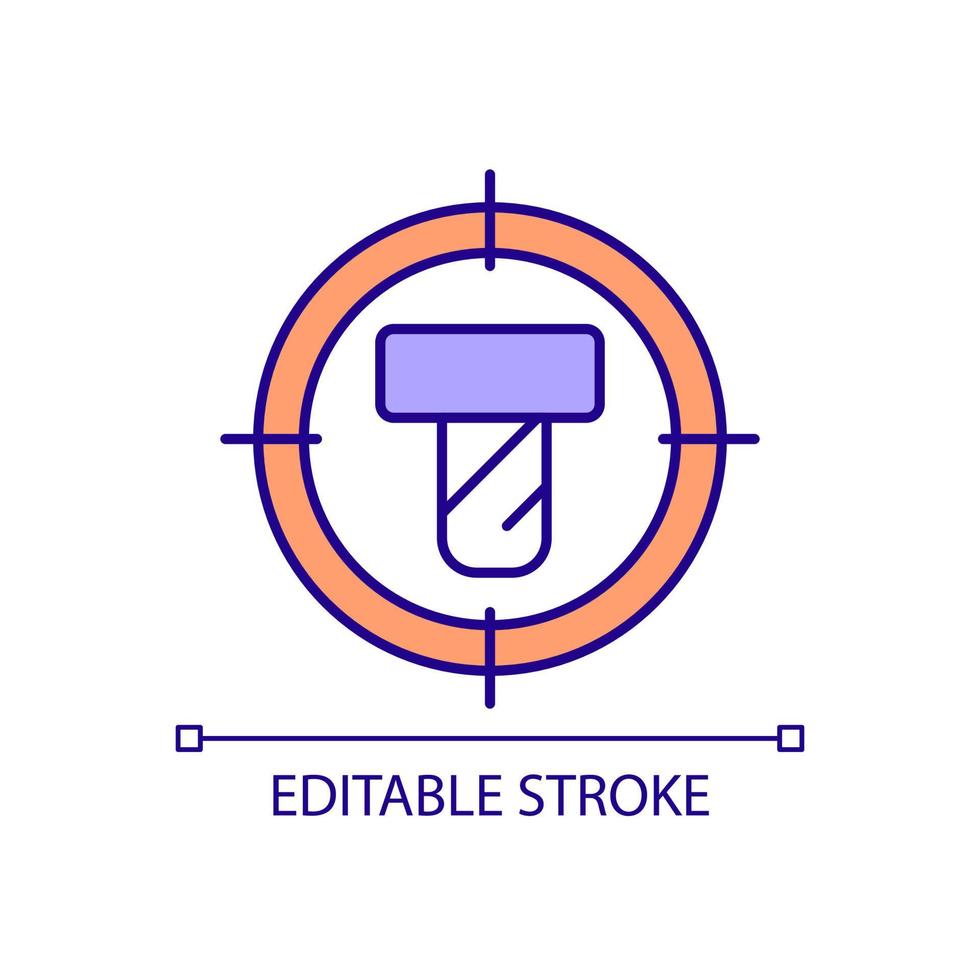 Sight on screw RGB color icon. Looking for qualitative fastening. Control of assembly process. Isolated vector illustration. Simple filled line drawing. Editable stroke.