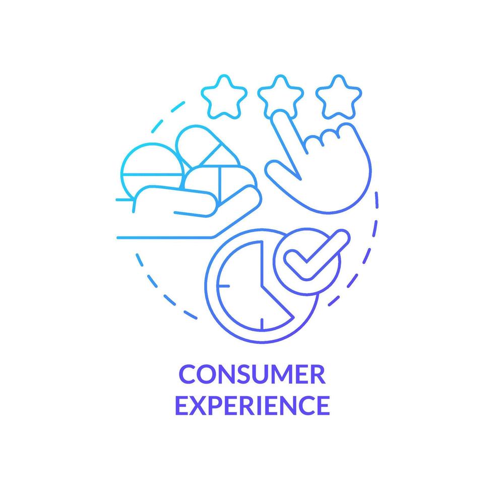 Consumer experience blue gradient concept icon. Healthcare system issue abstract idea thin line illustration. Improving patient satisfaction. Isolated outline drawing. vector