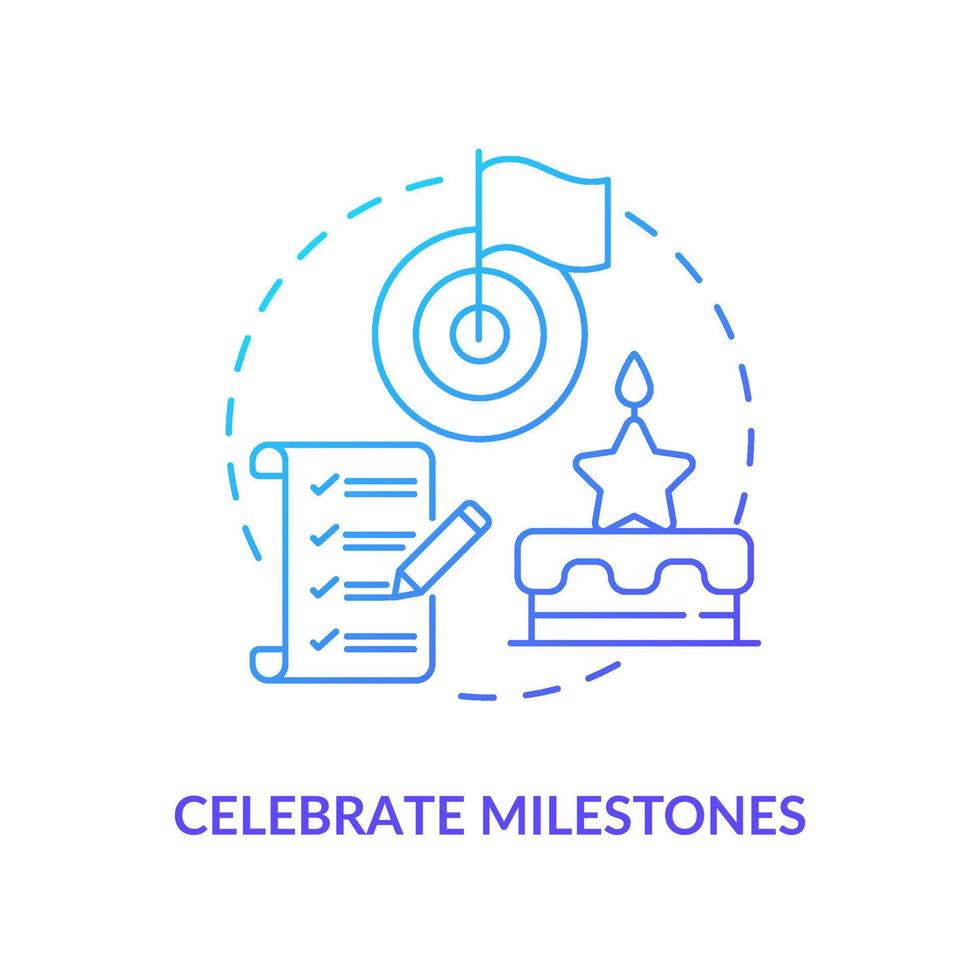 Celebrate milestones blue gradient concept icon. Exercise for self love abstract idea thin line illustration. Recognize achievements. Isolated outline drawing. vector