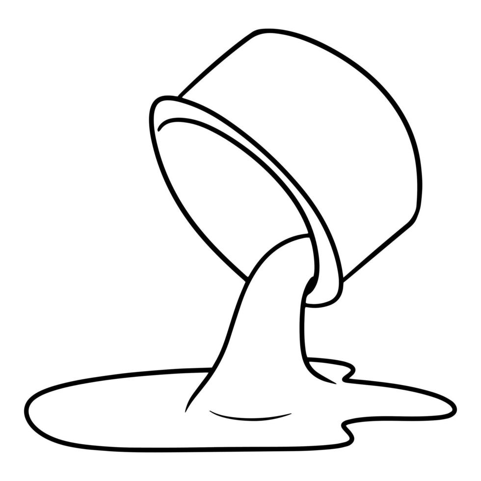 Monochrome illustration, paint pouring from a jar, liquid , cartoon vector illustration on a white background