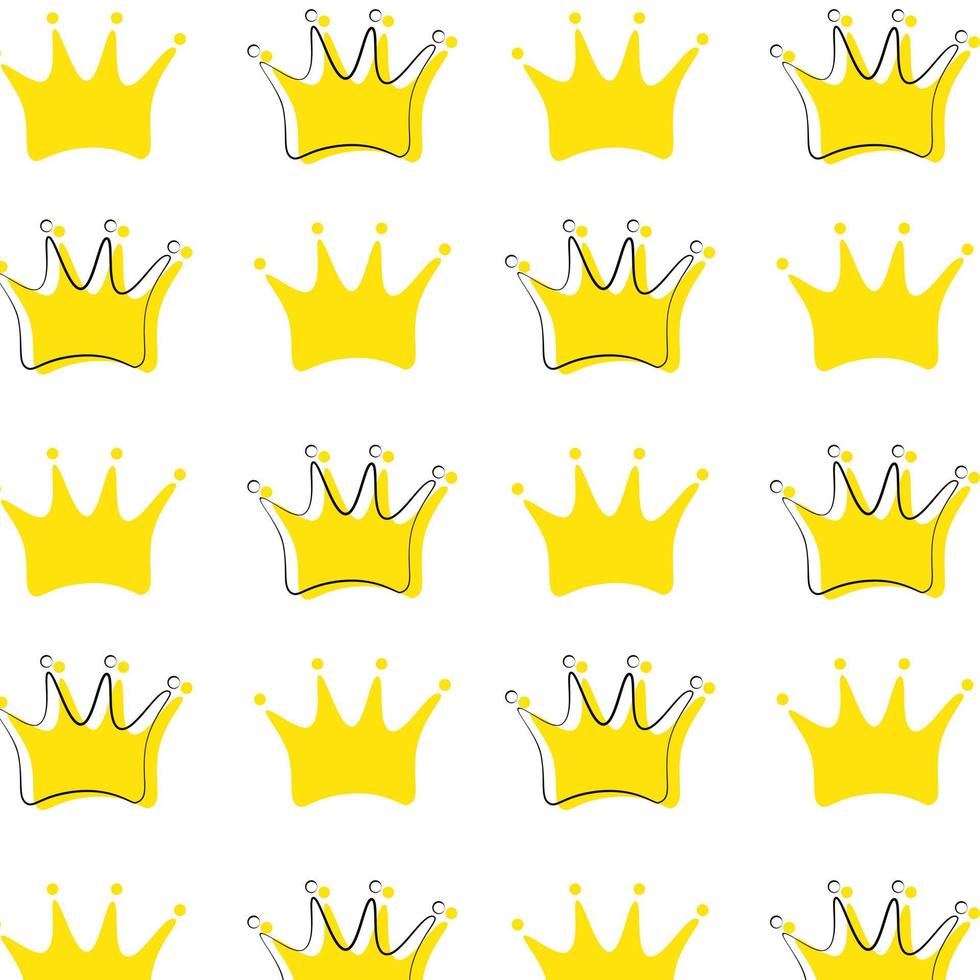 Doodle seamless pattern with hand drawn crown. Flat outline isolated drawing. Nursery simple textile print. vector