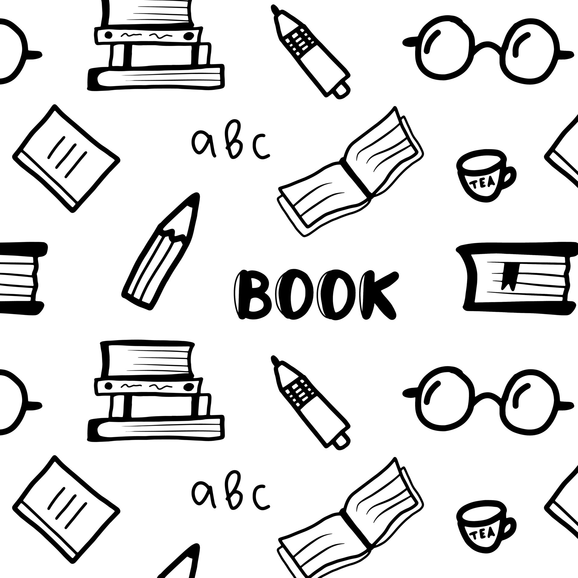 Hand drawn doodle seamless pattern, education concept background