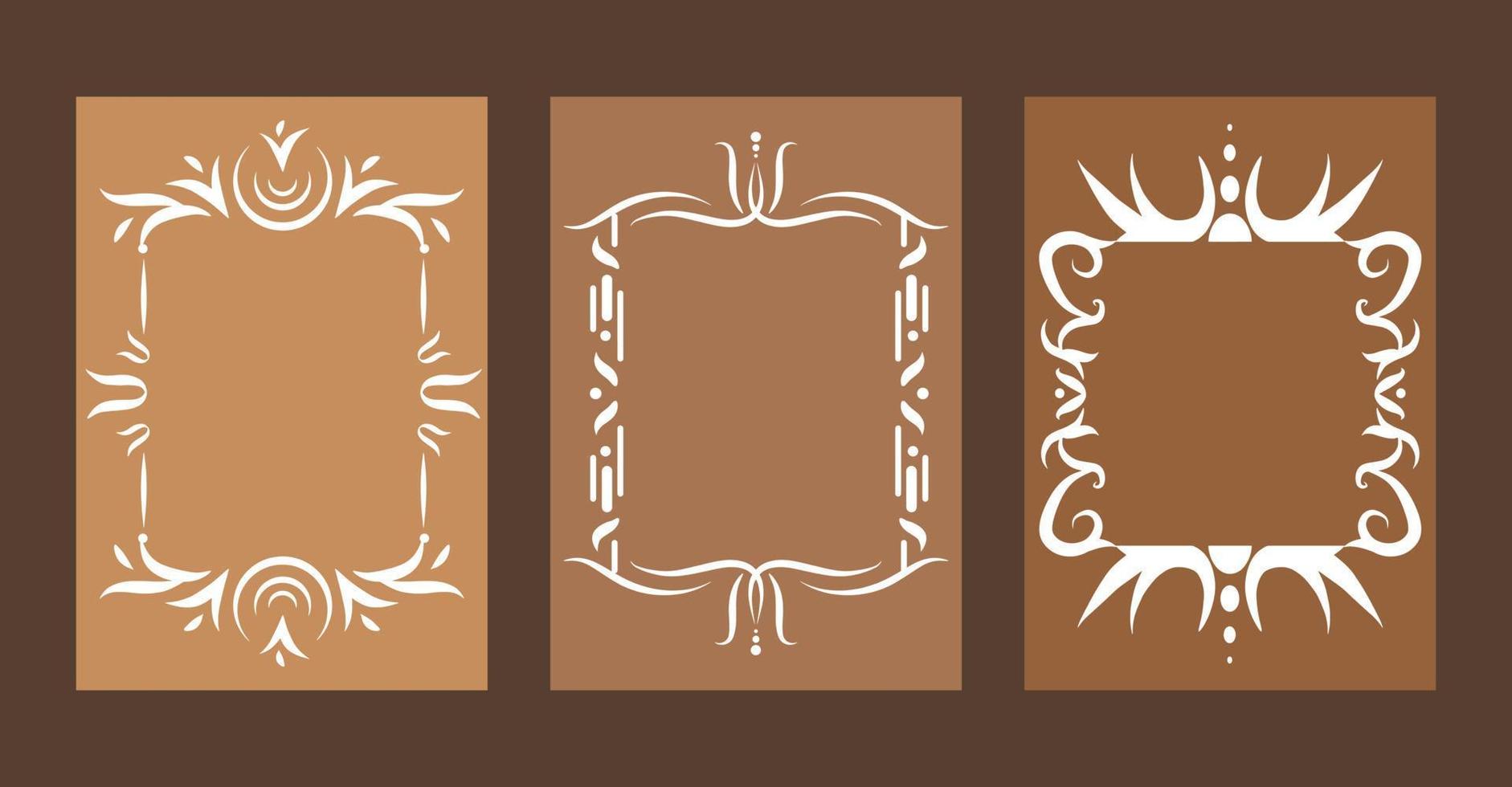 Retro vintage frame icon set. Simple vector collection. Design elements for cards, invitations and other. Royal swirl outline style.