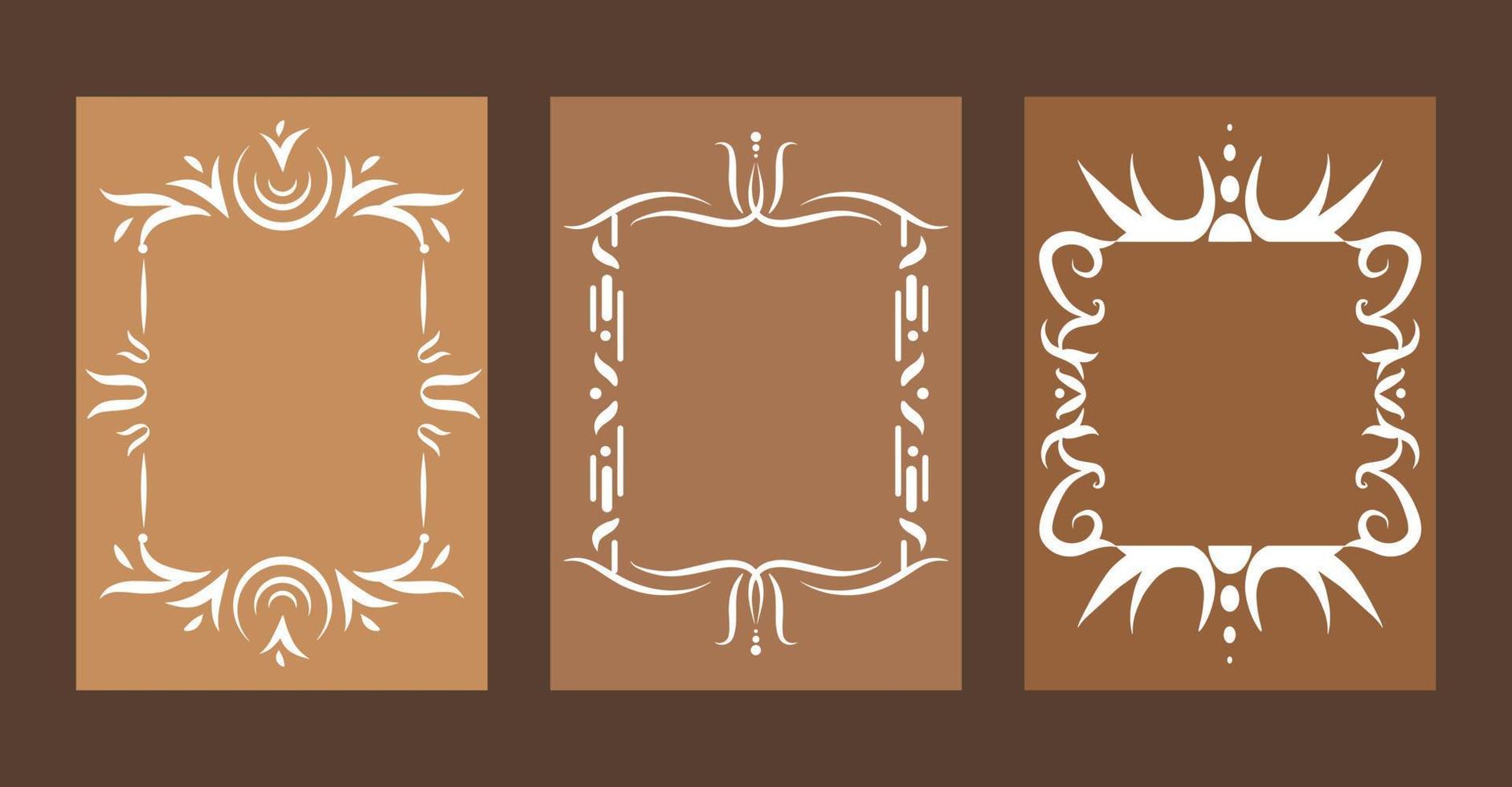 Retro vintage frame icon set. Simple vector collection. Design elements for cards, invitations and other. Royal swirl outline style.