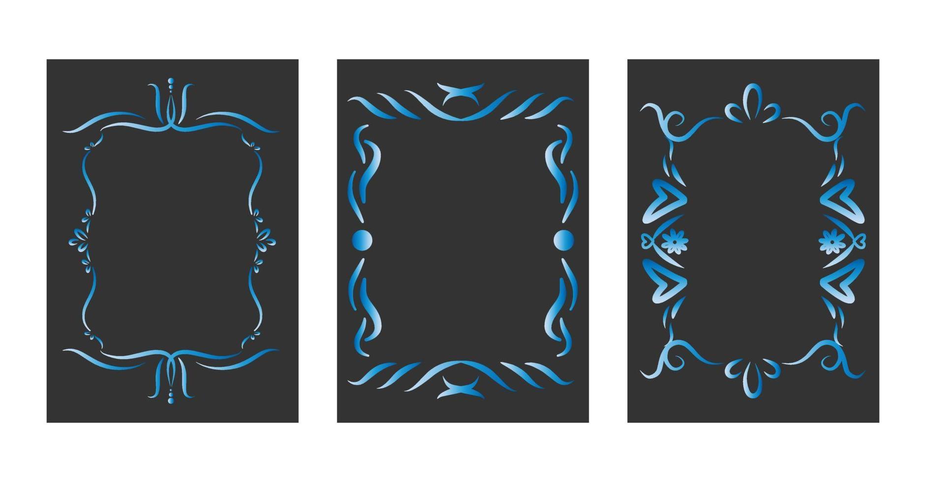 Retro vintage frame icon set. Simple vector collection. Design elements for cards, invitations and other. Royal swirl outline style.
