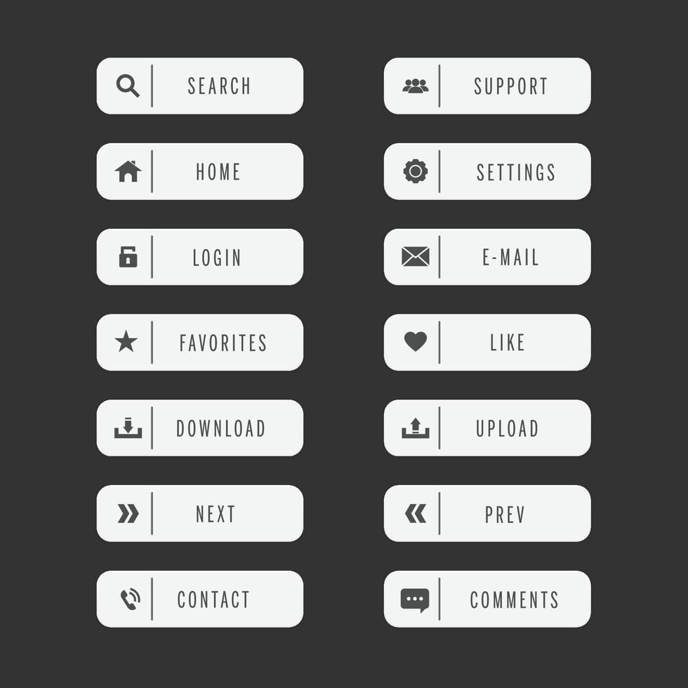 Vector set white button icon web