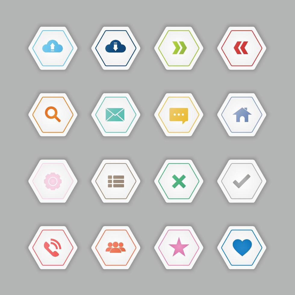 conjunto de vectores icono de botón de polígono diseño web