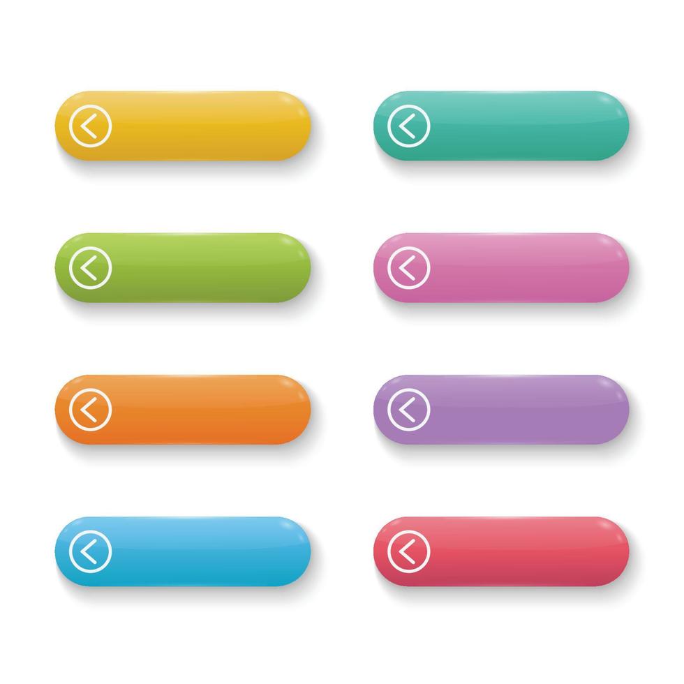 Vector set glossy long buttons colorful for web design.