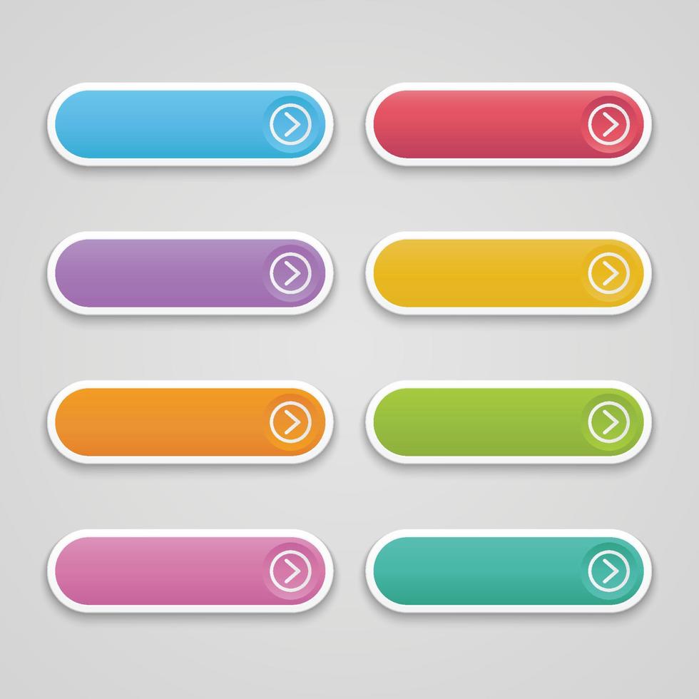 Vector set button colorful long round for web design.