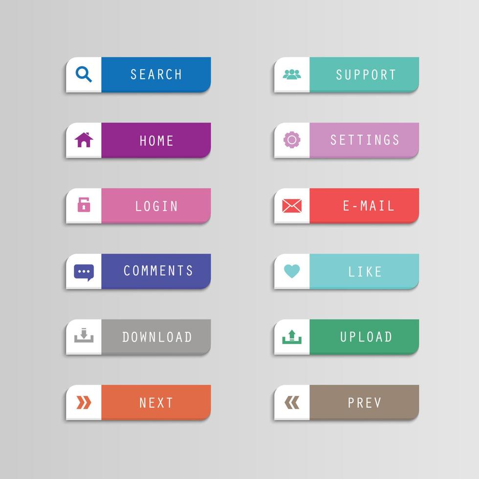 Vector set flat icon button icon web design element. 8216945 Vector Art ...