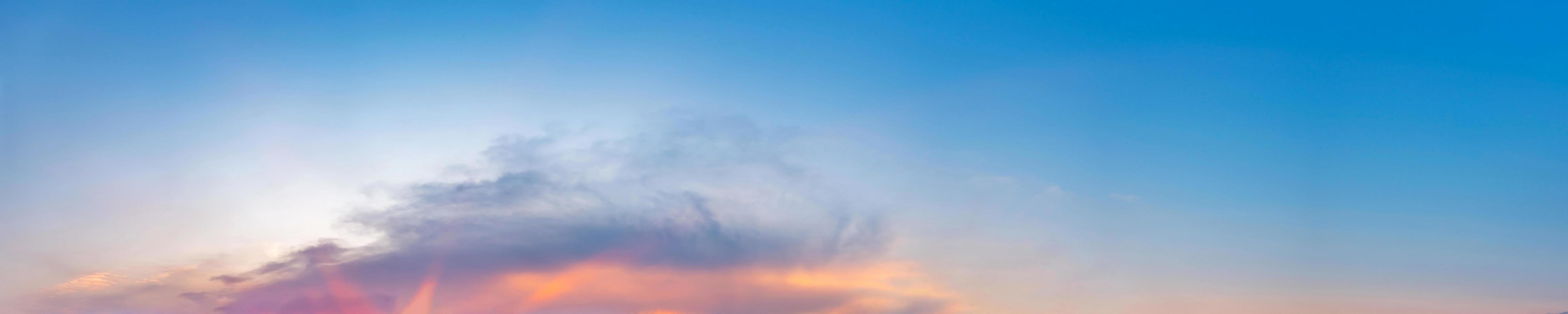 Dramatic panorama sky with cloud on sunrise and sunset time. Panoramic image. photo