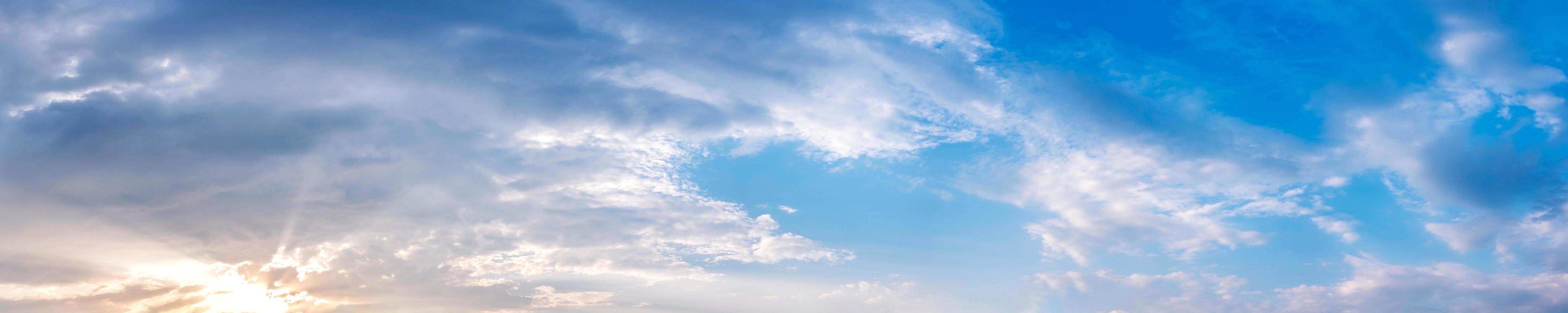 Panorama sky with cloud on a sunny day. Beautiful cirrus cloud. photo