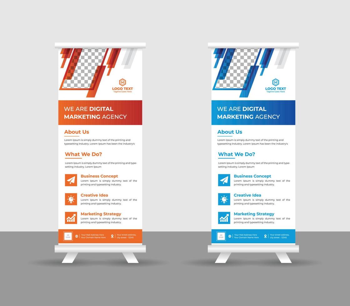 Business Roll up banner stand template design, modern portable stands corporate roll-up banner layout, pull up, vector illustration, business flyer, brochure, Corporate banner