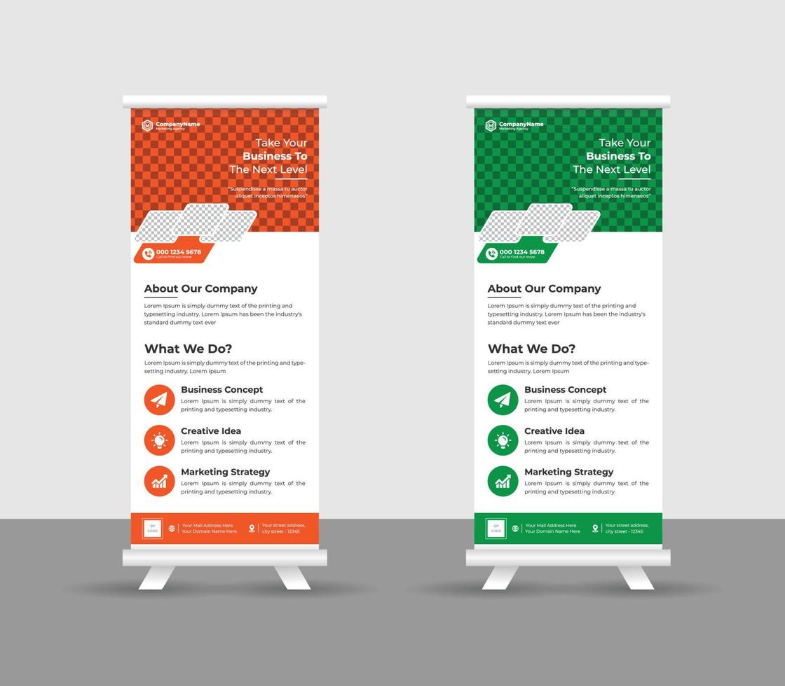 Business Roll up banner stand template design, modern portable stands corporate roll-up banner layout, pull up, vector illustration, business flyer, brochure, Corporate banner