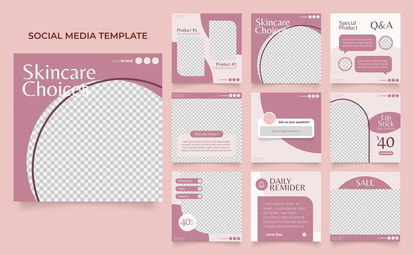 social media template banner beauty care cosmetic and spa sale promotion vector