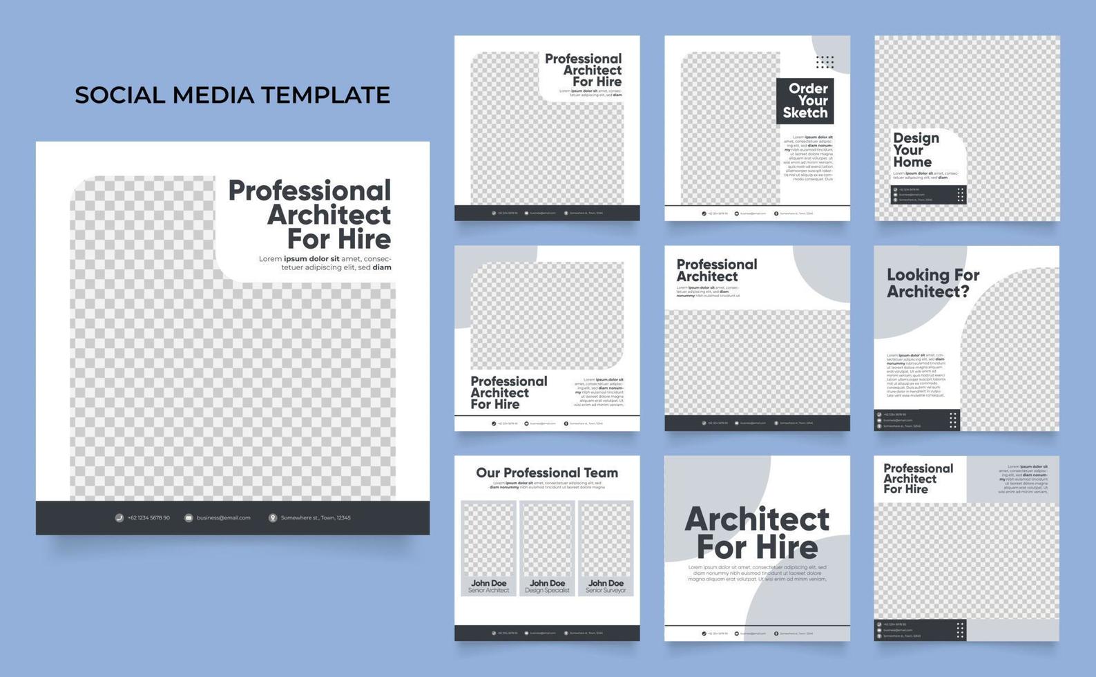 social media template banner house architecture service promotion vector