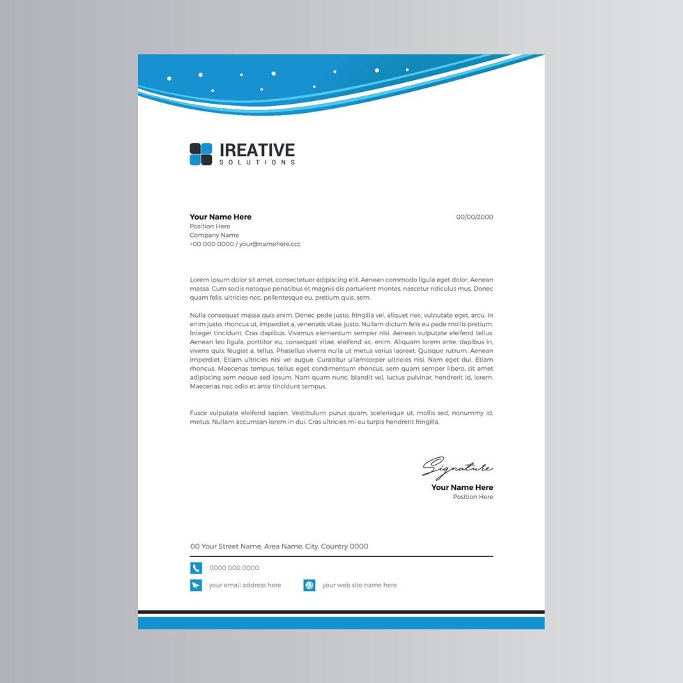 Clean and Modern Letterhead Template. Pro Vector