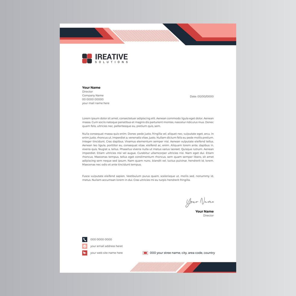 Clean and Modern Letterhead Template. Pro Vector