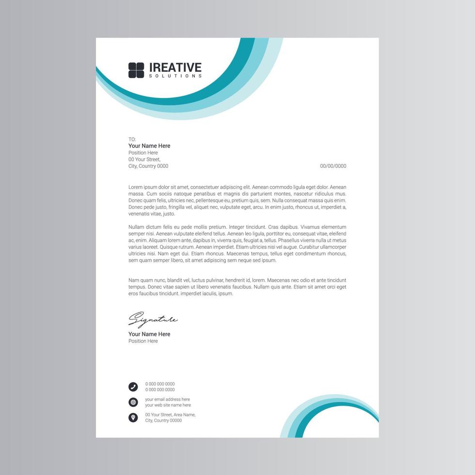 Clean and Modern Letterhead Template. Pro Vector