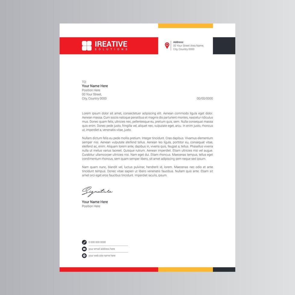 Clean and Modern Letterhead Template. Pro Vector