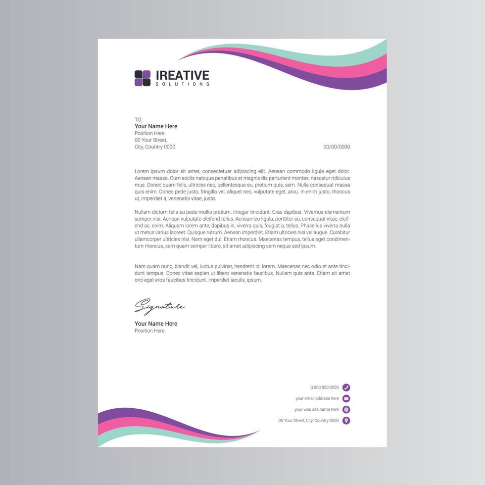 Clean and Modern Letterhead Template. Pro Vector