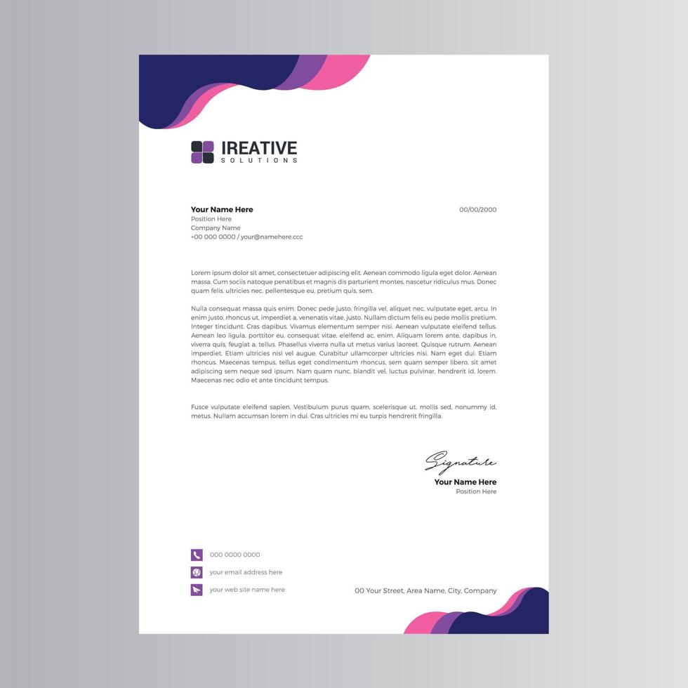 Clean and Modern Letterhead Template. Pro Vector