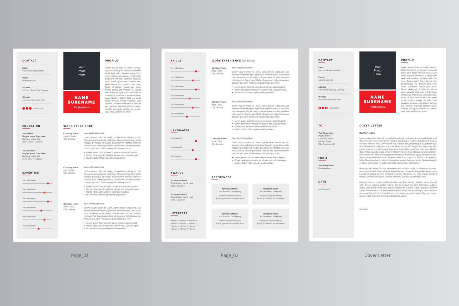 Professional Resume and Cover Letter Template. Pro Vector