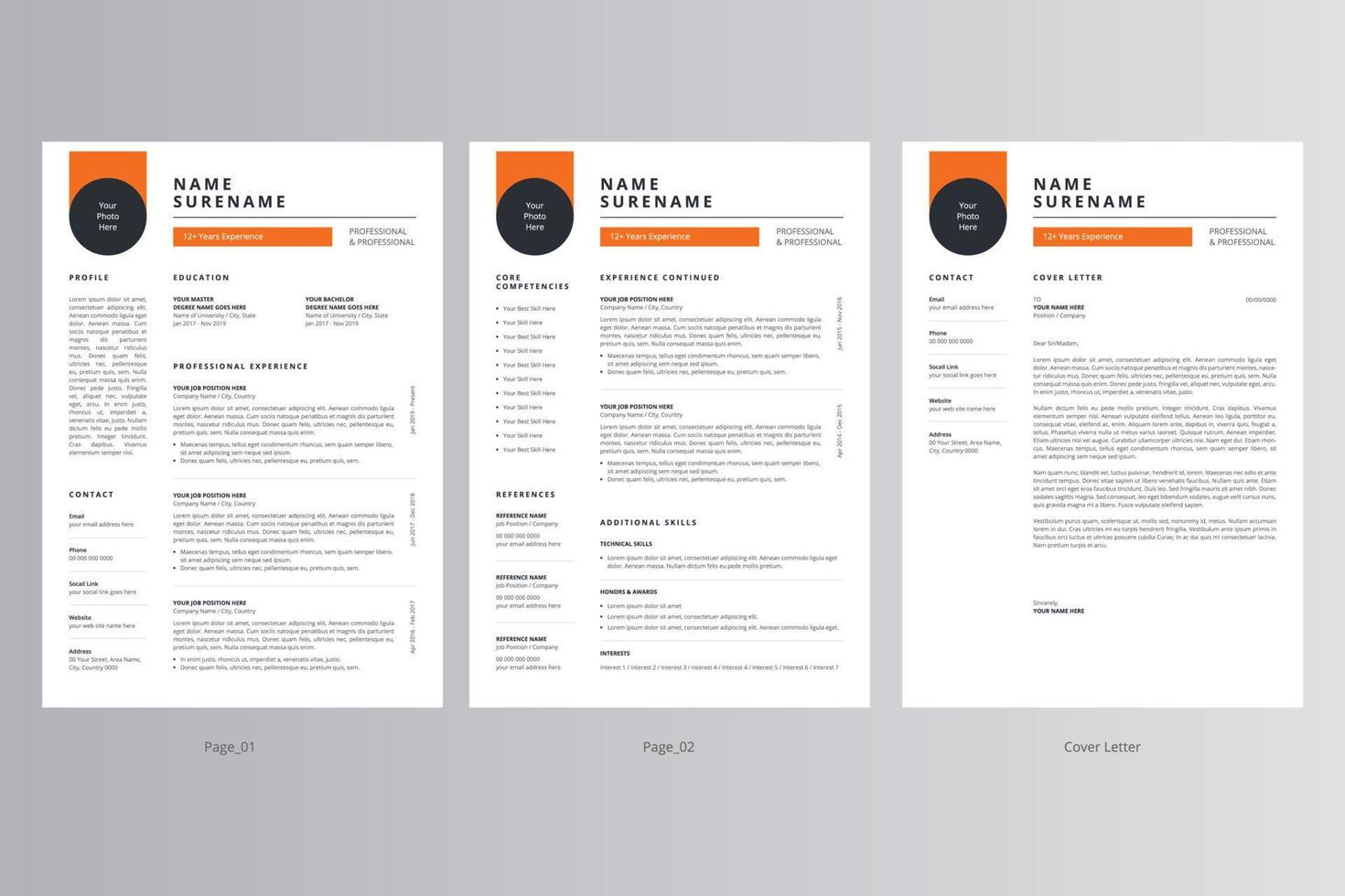 Professional Resume and Cover Letter Template. Pro Vector