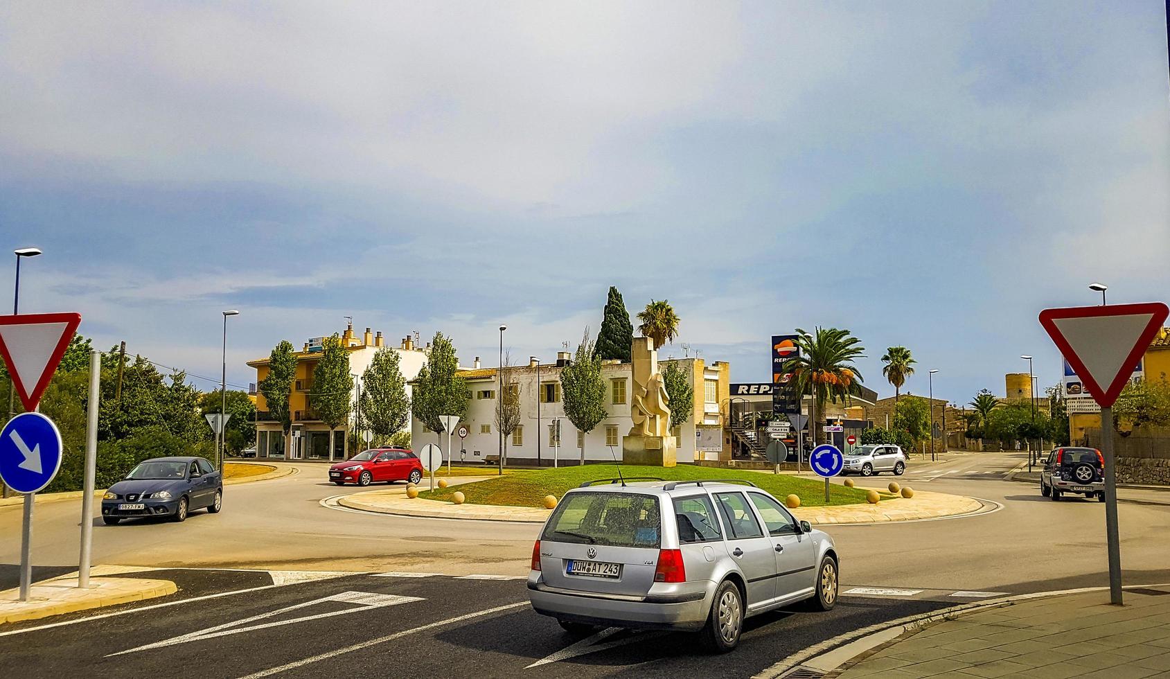 Mallorca Baleares Spain 2018 Drive to the roundabout with Cala Figuera inscription Mallorca Spain. photo