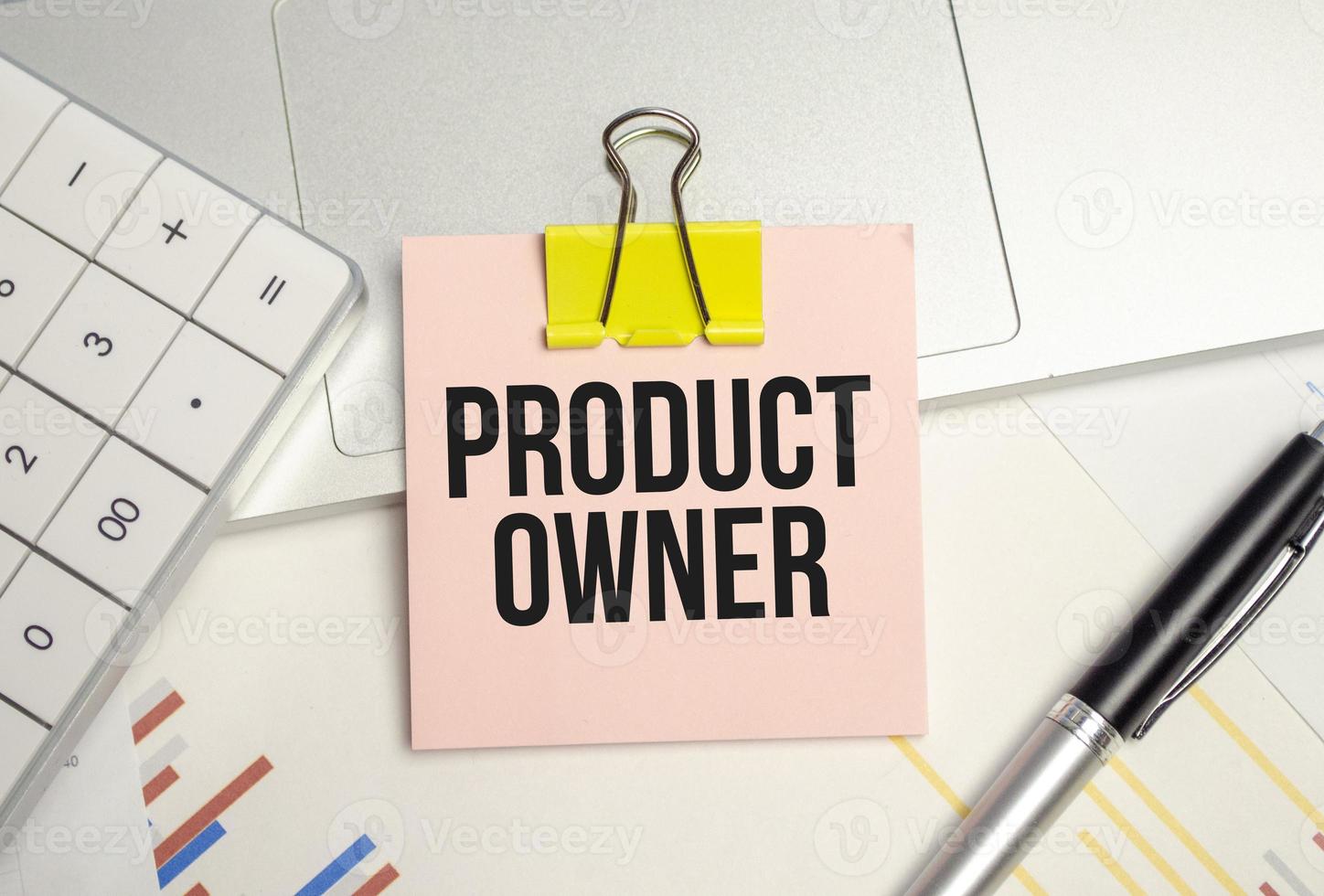 PRODUCT OWNER words on notebook. Business and finance concept photo