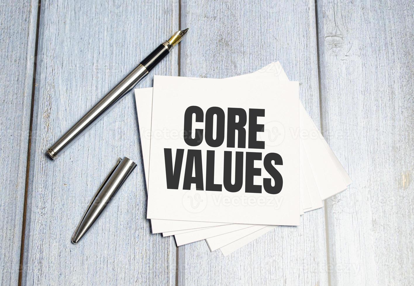 white sticker with the inscription - core values photo