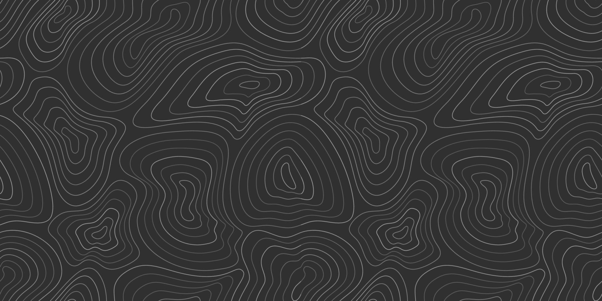 Horizontal topographic map, black topographer seamless pattern, dark typography linear background for mapping and audio equalizer backdrop. Vector illustration