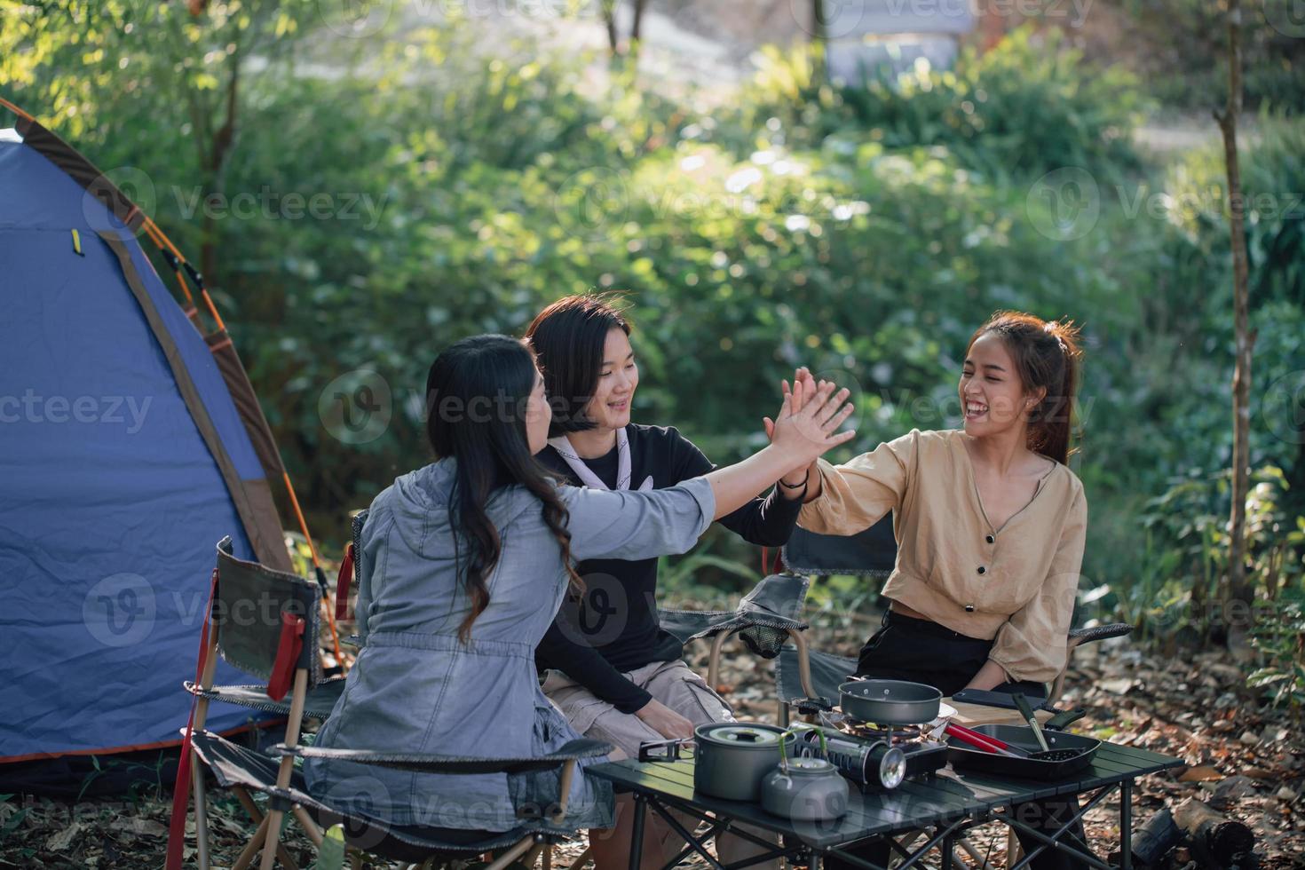 Three best friends go camping, photo