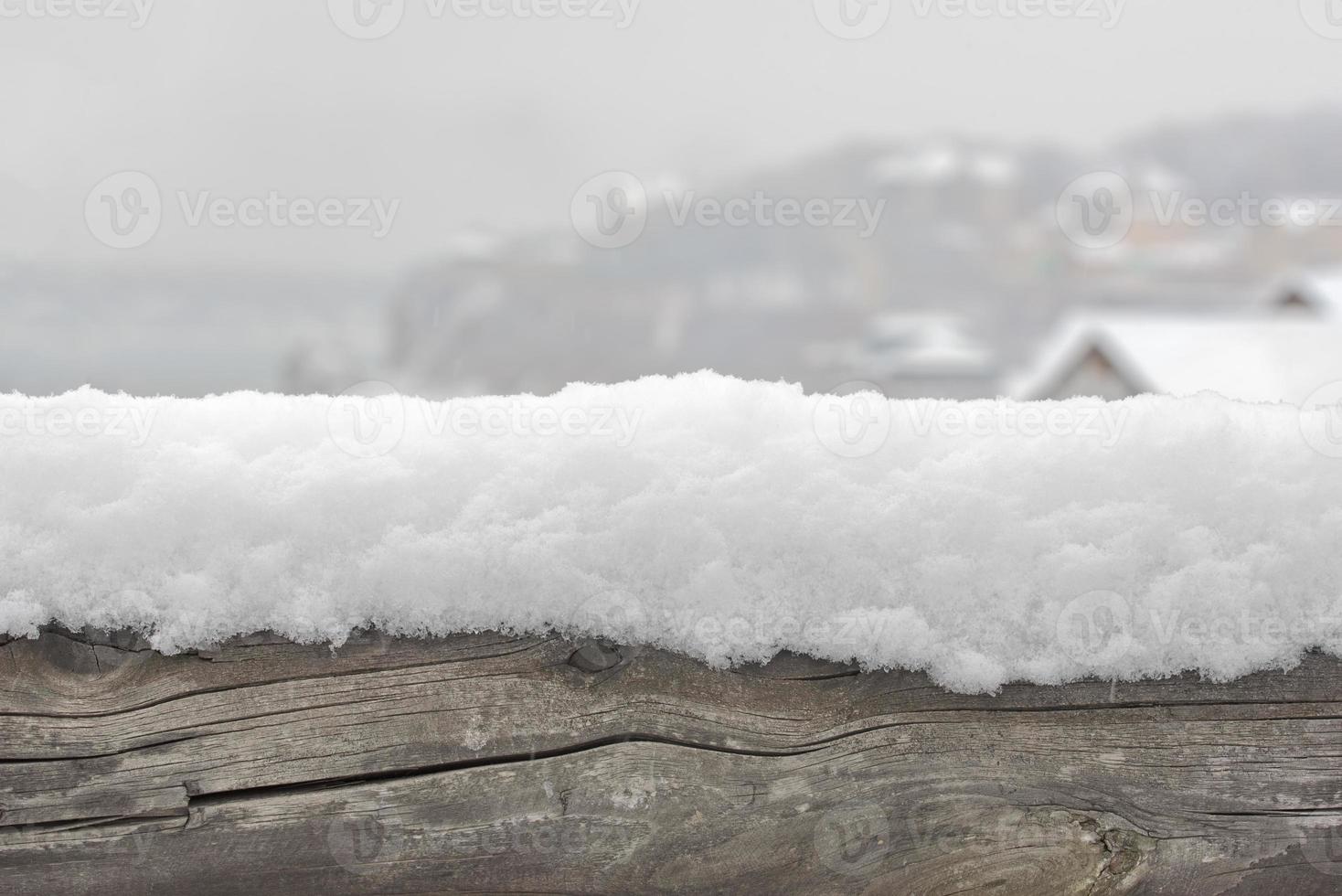snow on a log photo