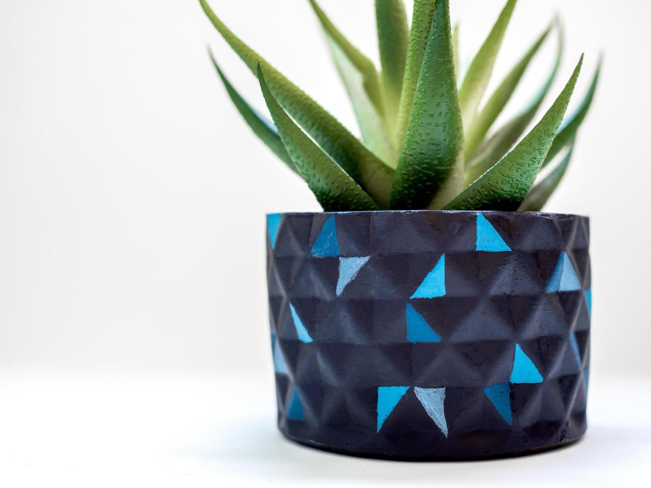 Unique black geometric planters. Painted concrete planters for home decoration photo
