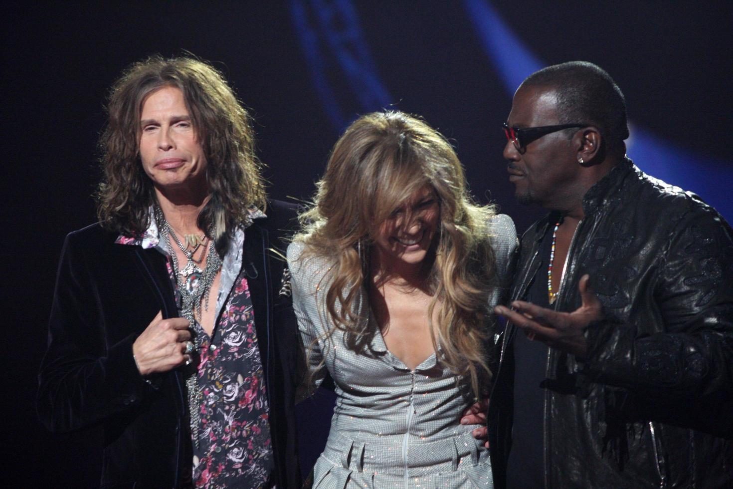 LOS ANGELES  SEP 22 - Stephen Tyler, Jennifer Lopez, Randy Jackson at the American Idol Season 10 Judges Announcement at Forum on September 22, 2010 in Ingelwood, CA photo