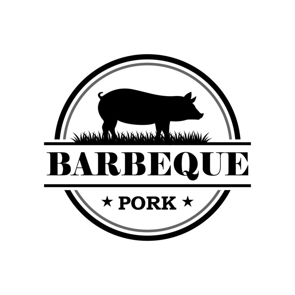 logotipo de barbacoa de cerdo vector