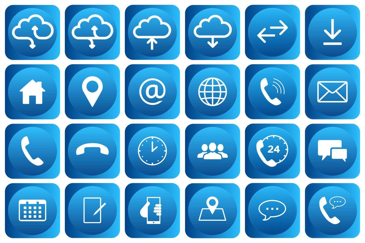 Business icon set for web and mobile. Contact us Communication set. Square rounded 3D style vector illustration