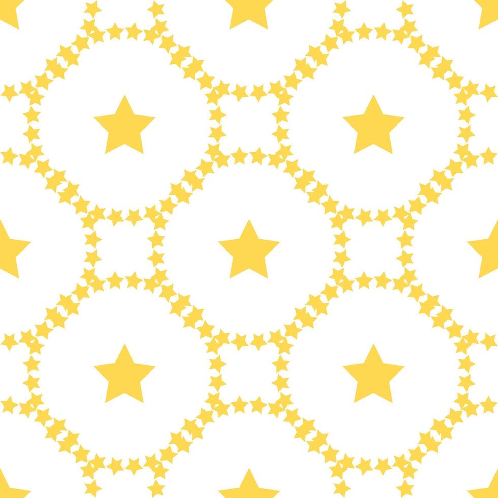 Seamless pattern with creative yellow stars on white background for fabric, textile, clothes, tablecloth and other things. Vector image.