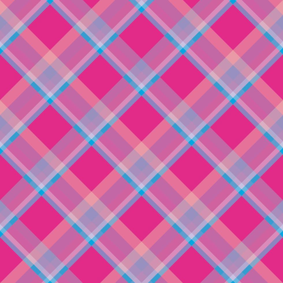 Checkered background in bright pink and sky blue tones. Seamless pattern for plaid, fabric, textile, clothes, tablecloth and other things. vector