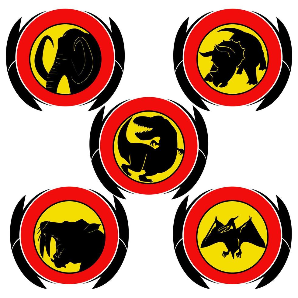 five prehistoric symbol suitable for super hero themed illustration vector