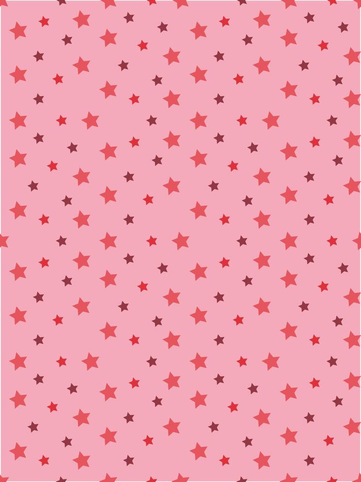 Seamless pattern with simple bright and dark red stars on pink background. Vector image.