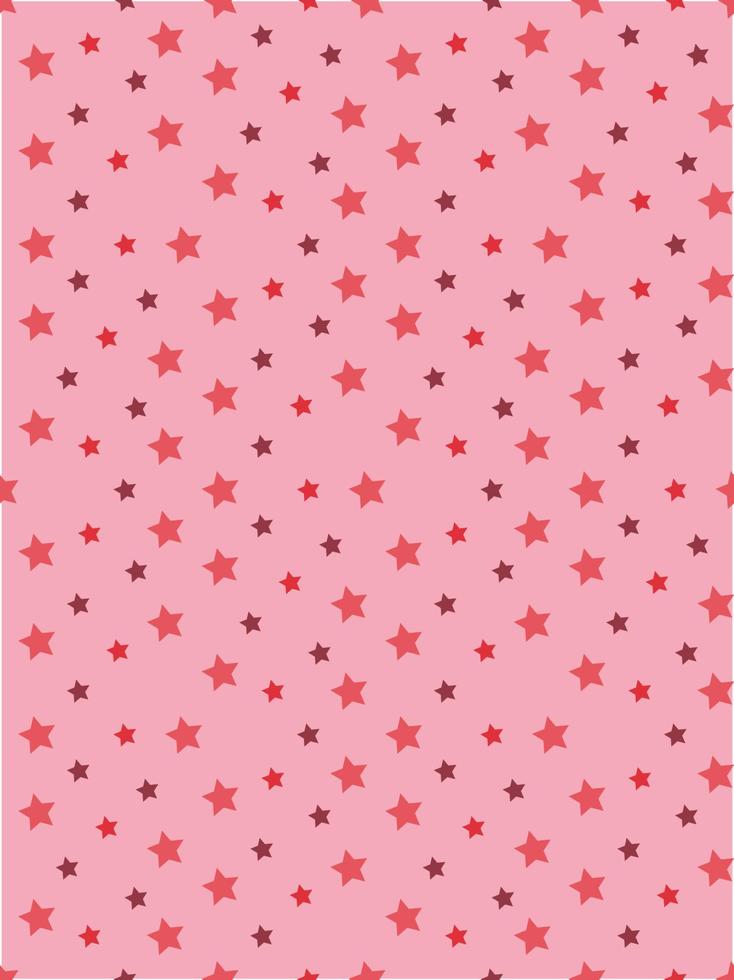 Seamless pattern with simple bright and dark red stars on pink background. Vector image.