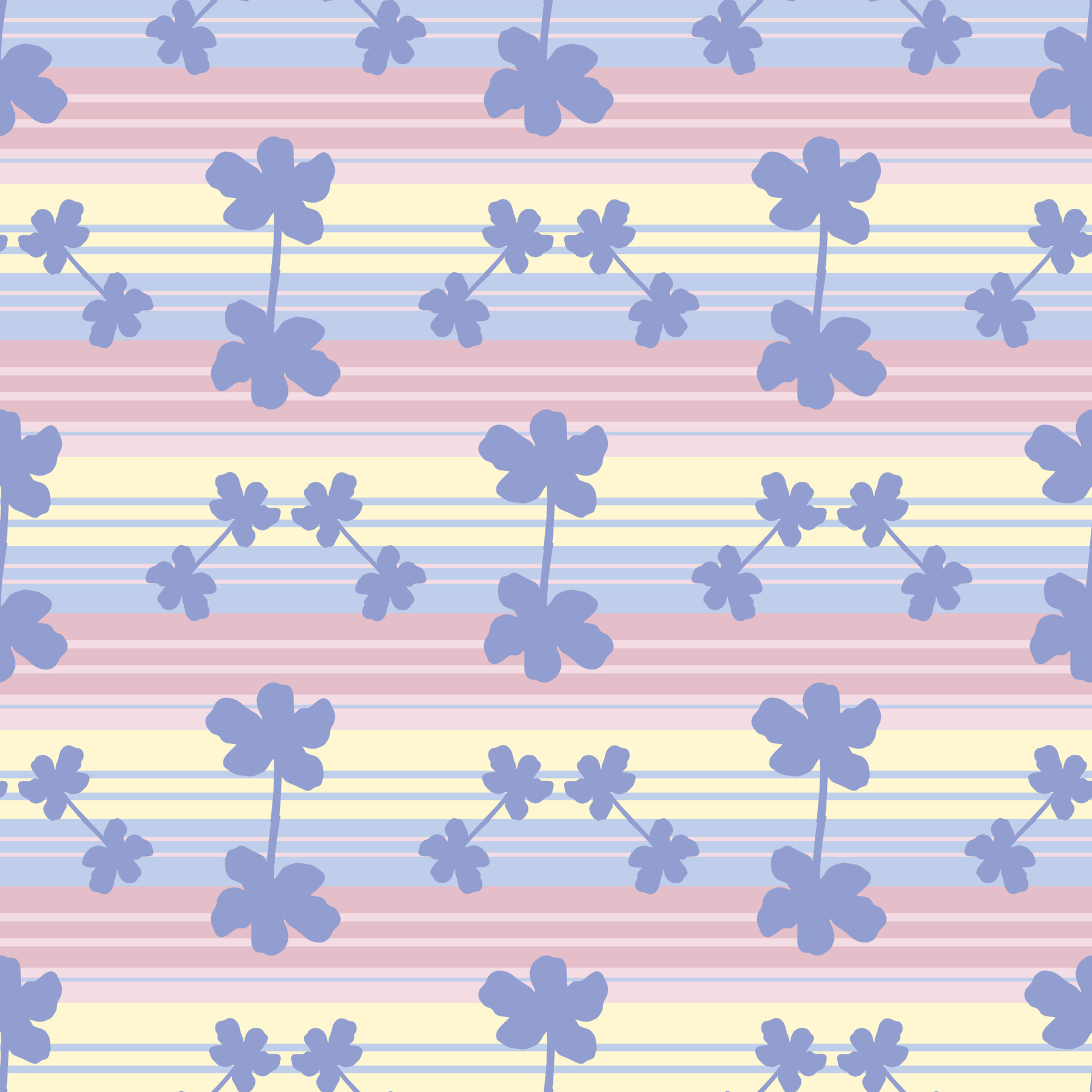 Seamless pattern with violet flowers on multicolored background for