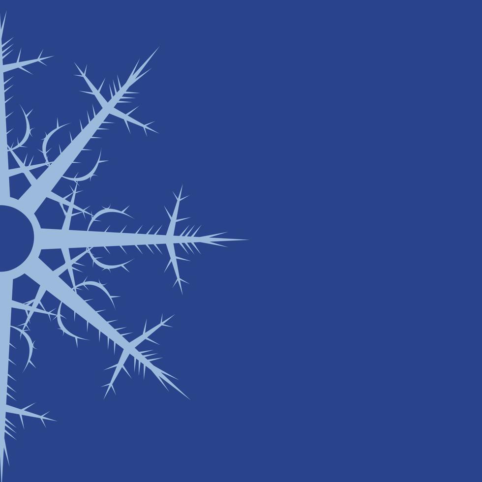 Light blue snowflake on dark blue background. Vector image.