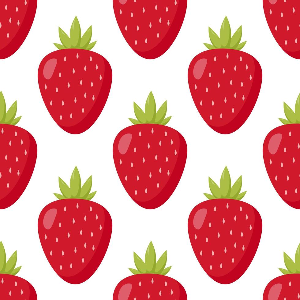 Seamless pattern with big stylish strawberry on white background. Vector image.