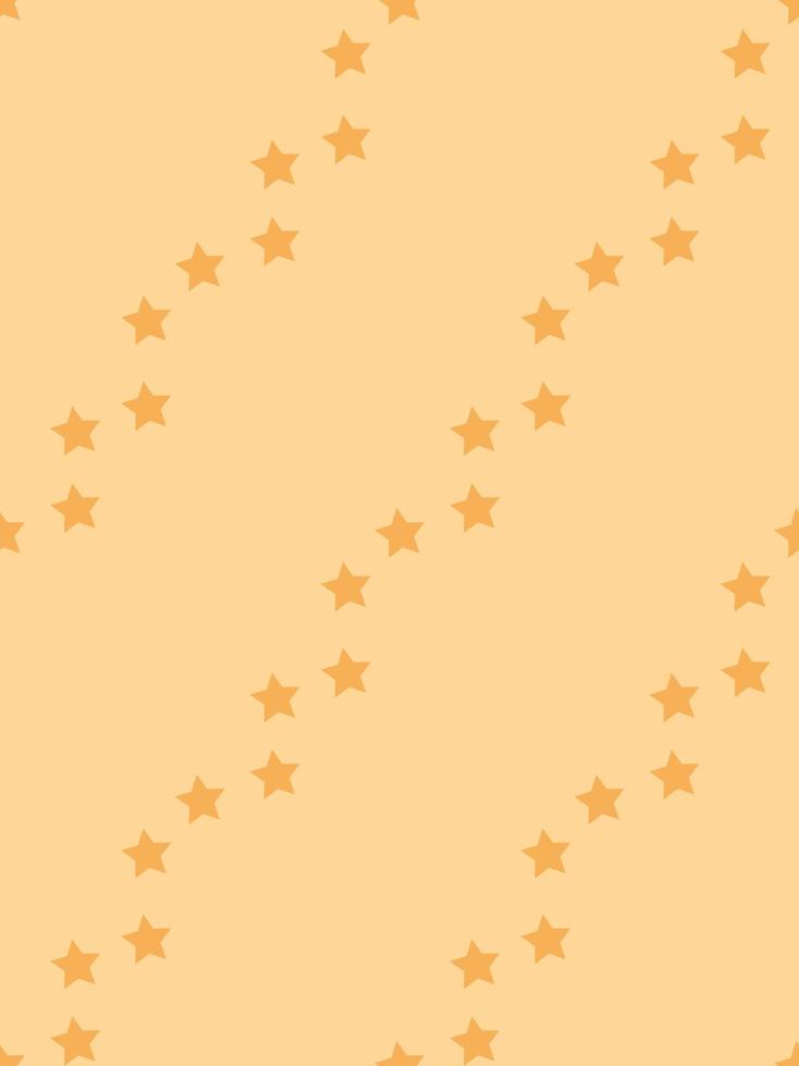 Seamless pattern with cute simple orange stars on light orange background. Vector image.