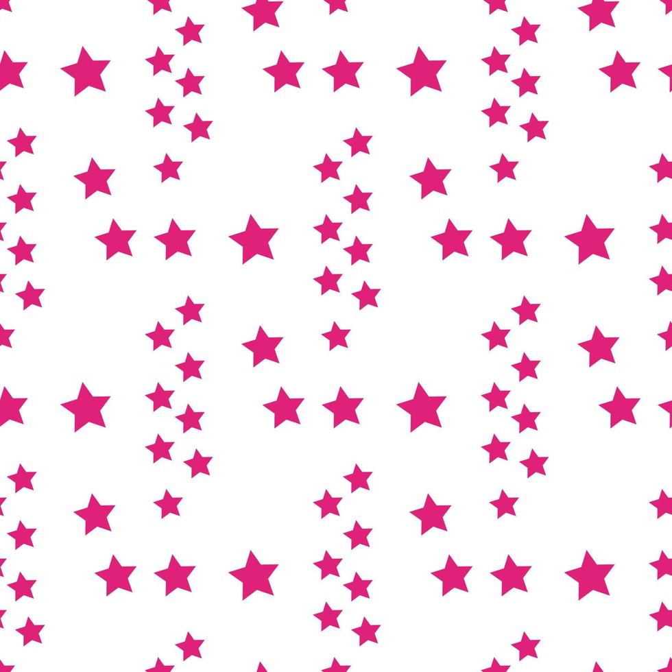 Seamless pattern with bright pink stars on white background for fabric, textile, clothes, tablecloth and other things. Vector image.