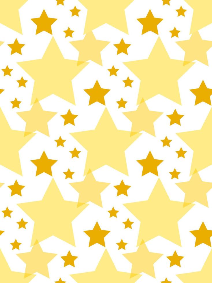 Seamless pattern with simple yellow stars on white background. Vector image.
