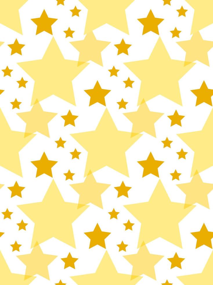 Seamless pattern with simple yellow stars on white background. Vector image.